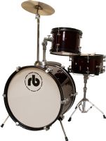 RB JR-3 - 3 Piece Junior Drum Set w/ Throne, Sticks and Pedal - Black