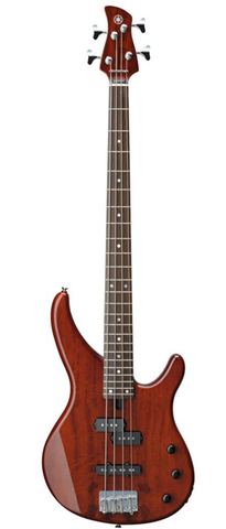 Yamaha TRBX174EW-RB Figured Mango Wood Electric Bass Guitar, Root Beer