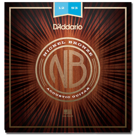 D'Addario NB1253 Nickel Bronze Acoustic Guitar Strings, Light