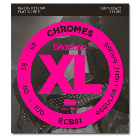 Electric - D'Addario ECB81 XL Chromes Flatwound Bass Strings, Light