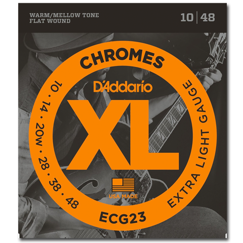 D'Addario ECG23 Chromes Flat Wound Electric Guitar Strings, Extra Light