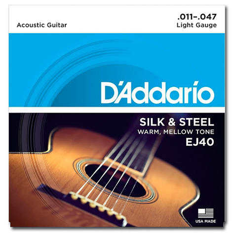 D'Addario EJ40 Silk and Steel Ball End Acoustic Folk Guitar Strings, Light