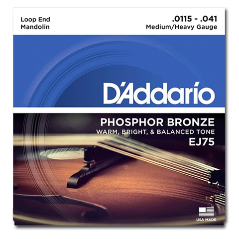 Mandolin - D'Addario EJ75 Phosphor Bronze Mandolin Strings, Medium / Heavy