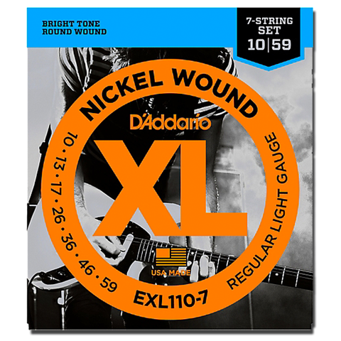 D'Addario EXL110-7 Nickel Wound Electric 7-String Set, Regular Light