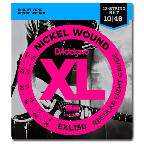 D'Addario EXL150 Nickel XL 12-String Electric Guitar Strings, Light
