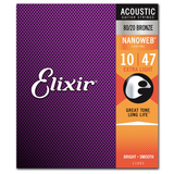 Elixir Strings 11002 Nanoweb 80/20 Bronze Acoustic Guitar Strings, Extra Light