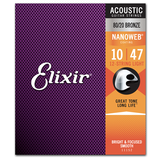 Elixir Strings 11152 Nanoweb 80/20 Bronze 12-String Acoustic Guitar Strings, Light