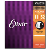Elixir Strings 16027 Nanoweb Phosphor Bronze Acoustic Guitar Strings, Custom Light