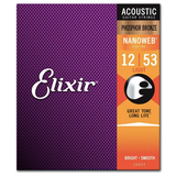 Elixir Strings 16052 Nanoweb Phosphor Bronze Acoustic Guitar Strings, Light
