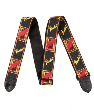 Fender 2" Monogrammed Guitar Strap, Black Yellow Red