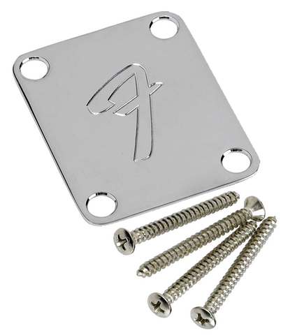 Fender Chrome 70's Stamped "F" Neck Plate with 4 Screws