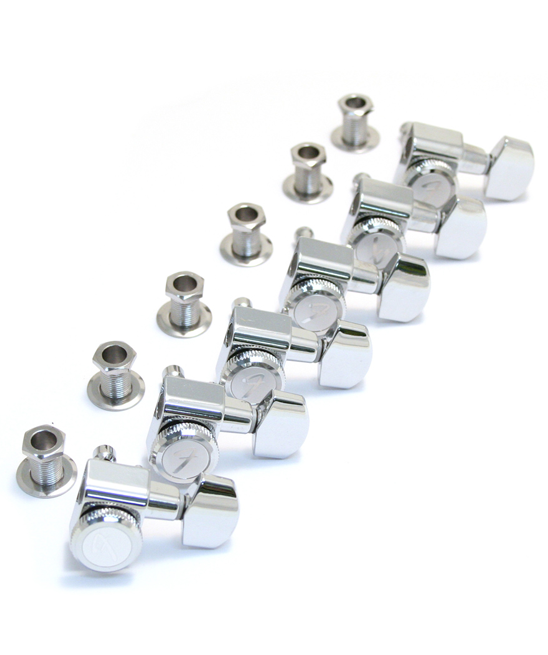 Fender Inline Chrome Locking Tuners For Strat and Tele, 2 Pin Mount, S
