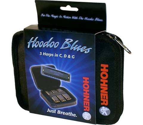Hohner Hoodoo Blues Harmonica 3-Pack with Case (C, D, G)
