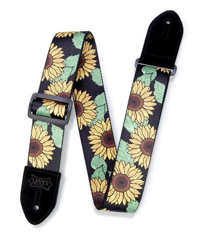 Levy's 2" Print Series Polyester Guitar Strap, Sunflower