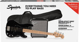 Squier Affinity PJ Bass Pack w/Rumble 15, Gig Bag - Black