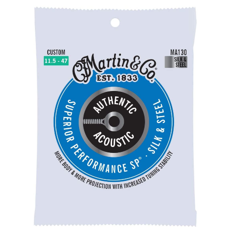Martin MA130 Silk & Steel Authentic Acoustic Guitar Strings, 11.5-47