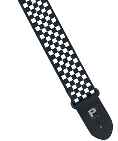 Profile 2" PGS400-CHK Polyester Guitar Strap, Black & White Checker