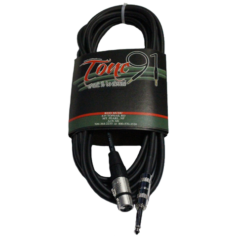 Tone91 (HZV-20) Black Hi-Z Microphone Cable XLR - 1/4", 20 Foot
