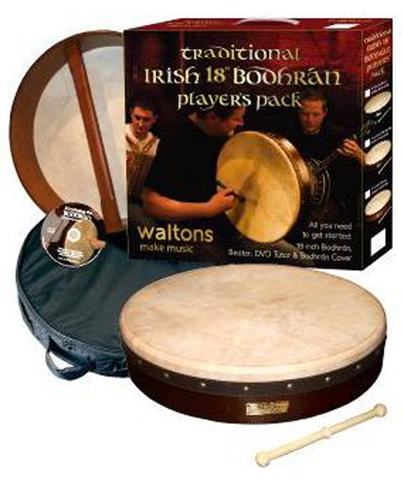 Waltons Classic Bodhran Players Pack, Dark Brown, 18"